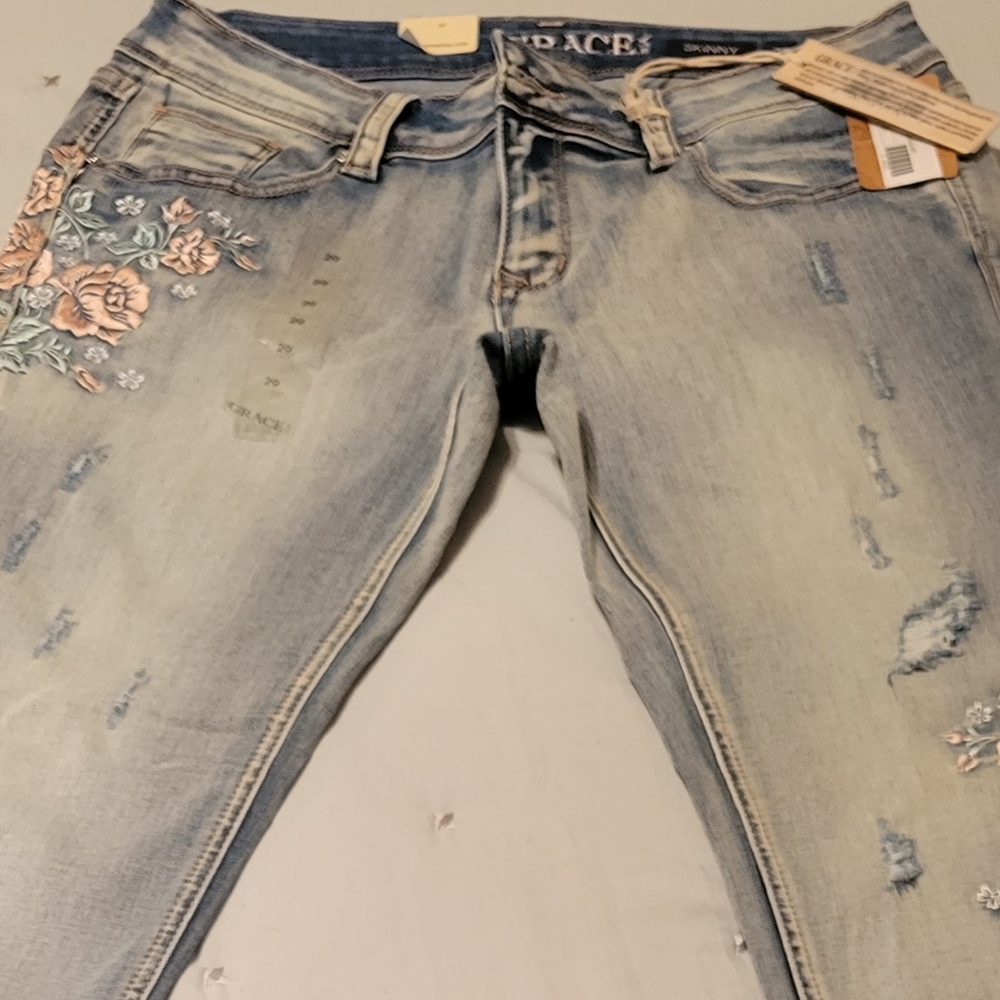 Grace in LA Embroidered Jeans